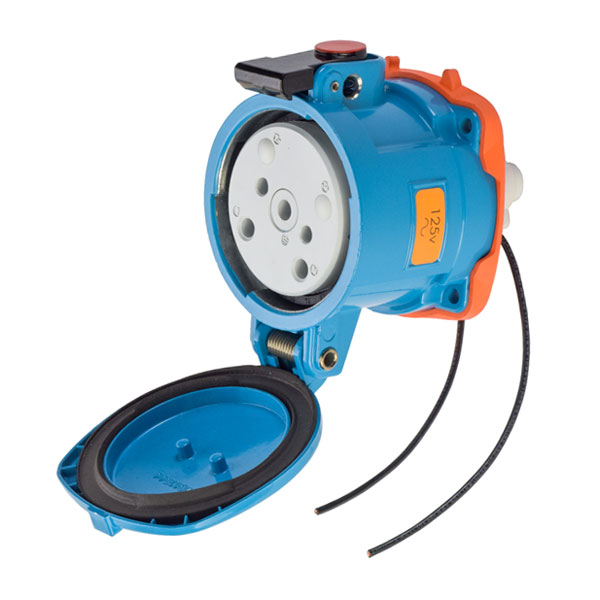 37-64175-C-K07-972-4X - DS100C RECEPTACLE METAL BLUE SIZE 4 TYPE 4X 1P+N+G 100A 125 VAC 60 Hz +2 AUX TYPE 4X WATERTIGHTNESS